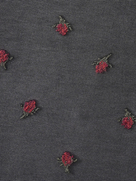 Καλσόν μαύρο με κόκκινα τριαντάφυλλα 30den - Nadia Lingerie