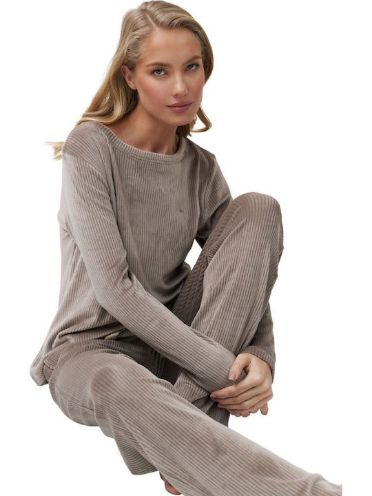 Aruelle Χειμερινό Γυναικείο Σετ Πιτζάμας Πούρο - Nadia Lingerie