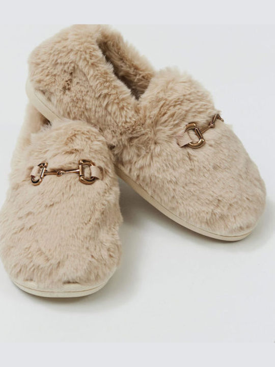 Aruelle Γούνινες παντόφλες κλειστές με αγκραφα - Nadia Lingerie