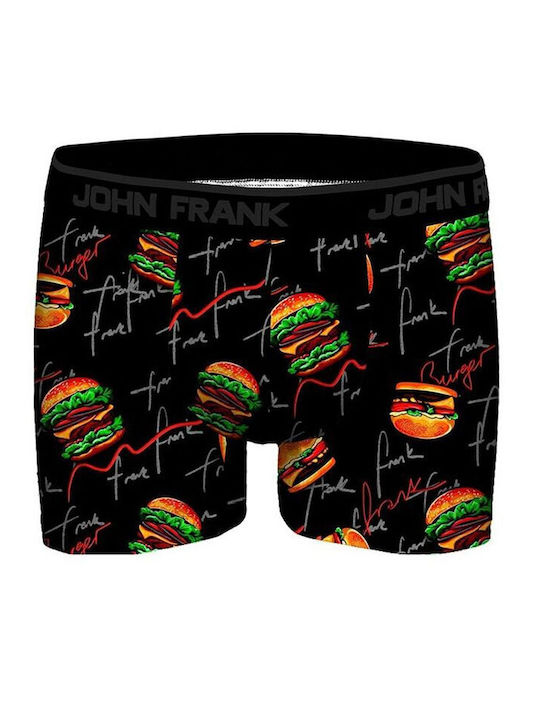 John Frank Cherry Ανδρικό Μποξεράκι Μαύρο με Σχέδια - Nadia Lingerie