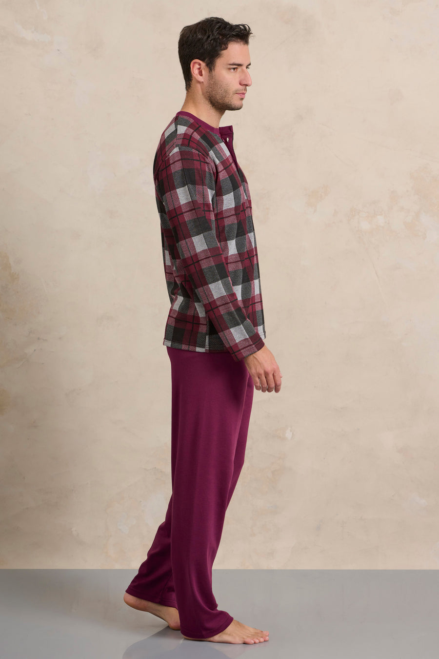 Ανδρική πυτζάμα καρό μπορντό - Nadia Lingerie