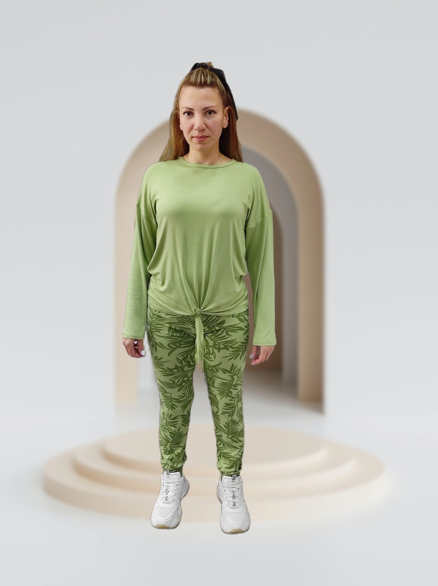 Μακρυμάνικες πυτζάμες με φύλλα - Nadia Lingerie