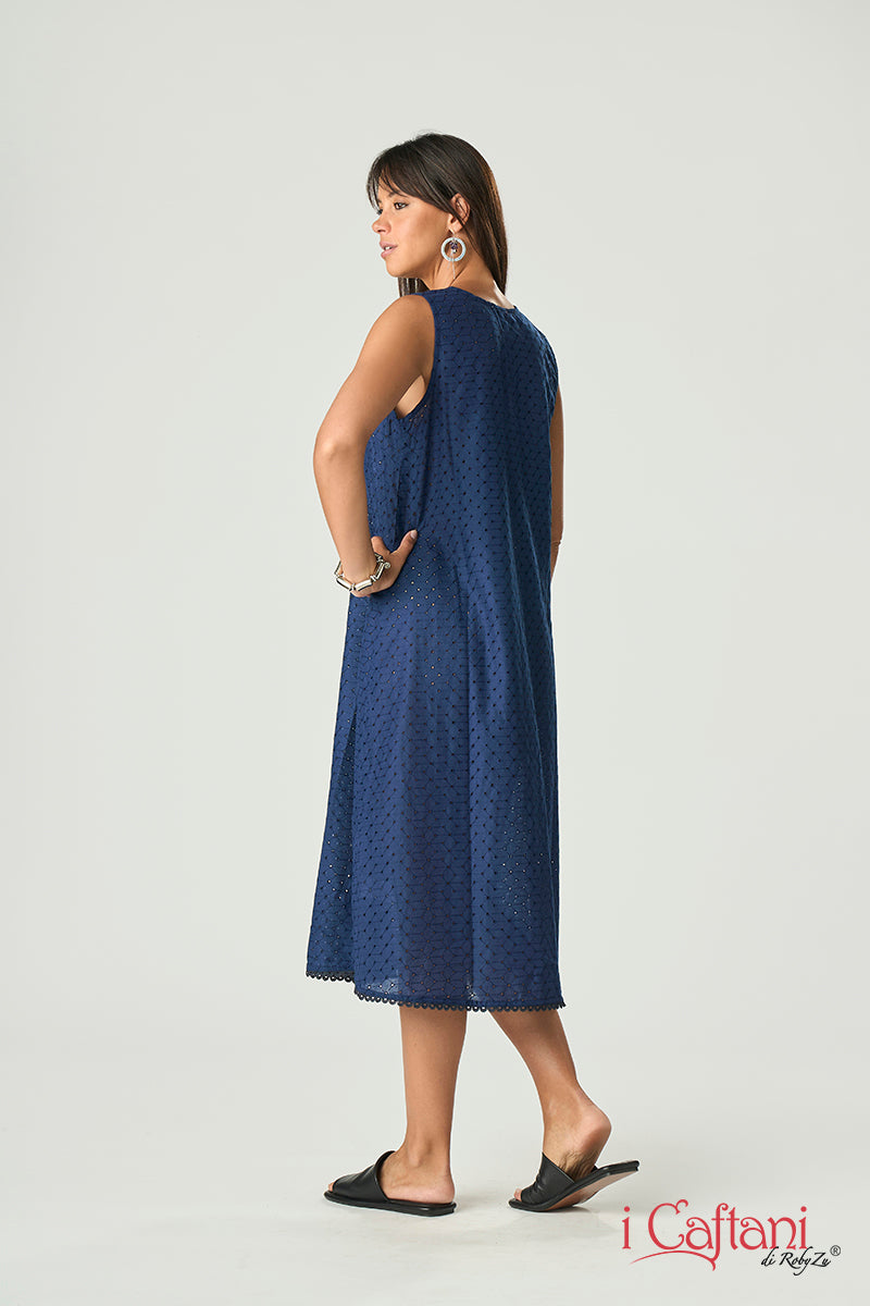 Μπλε σκούρο διάτρητο φόρεμα I caftani - Nadia Lingerie