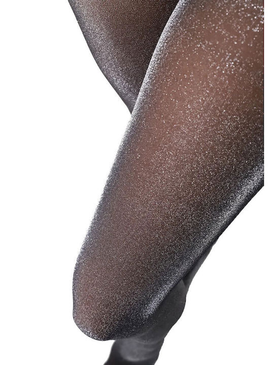 40 den καλσόν μαύρο με ασημί γκλιτερ - Nadia Lingerie