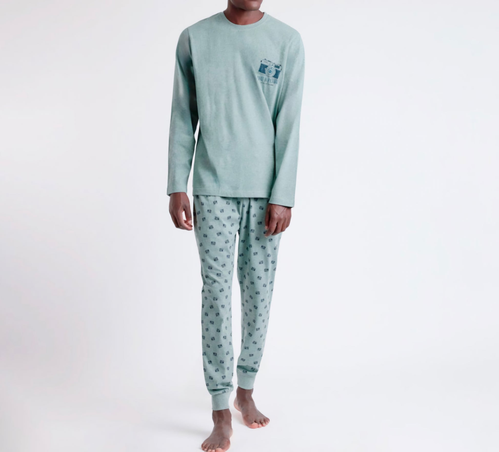 ANTONIO MIRO ανδρικές βαμβακερές πιτζάμες γαλάζιες - Nadia Lingerie