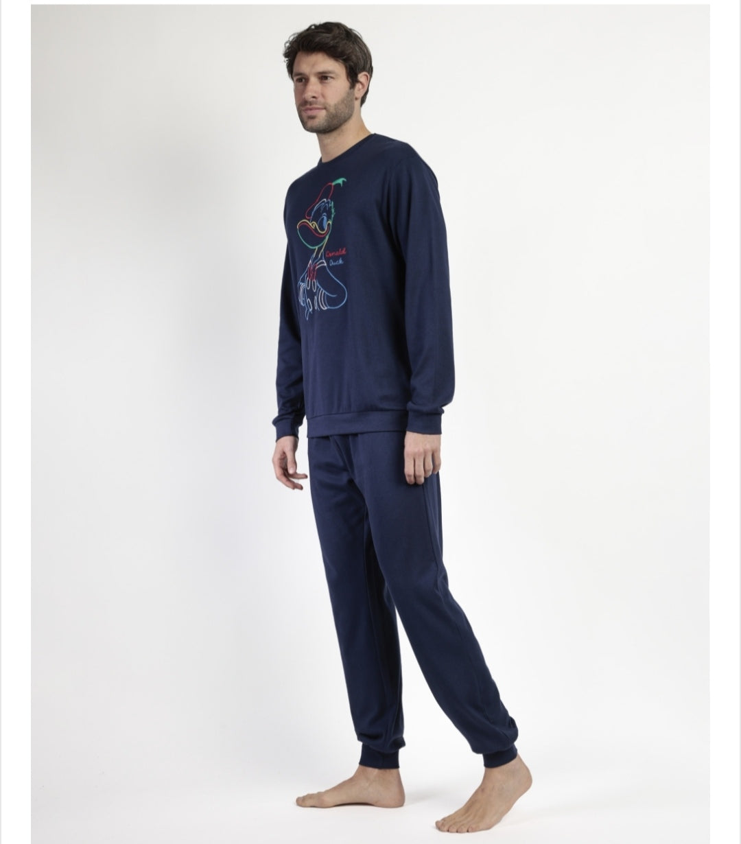 Admas πιτζάμες Donalt Ανδρικές βαμβακερές χειμερινές πυτζάμες με τον donald duck - Nadia Lingerie