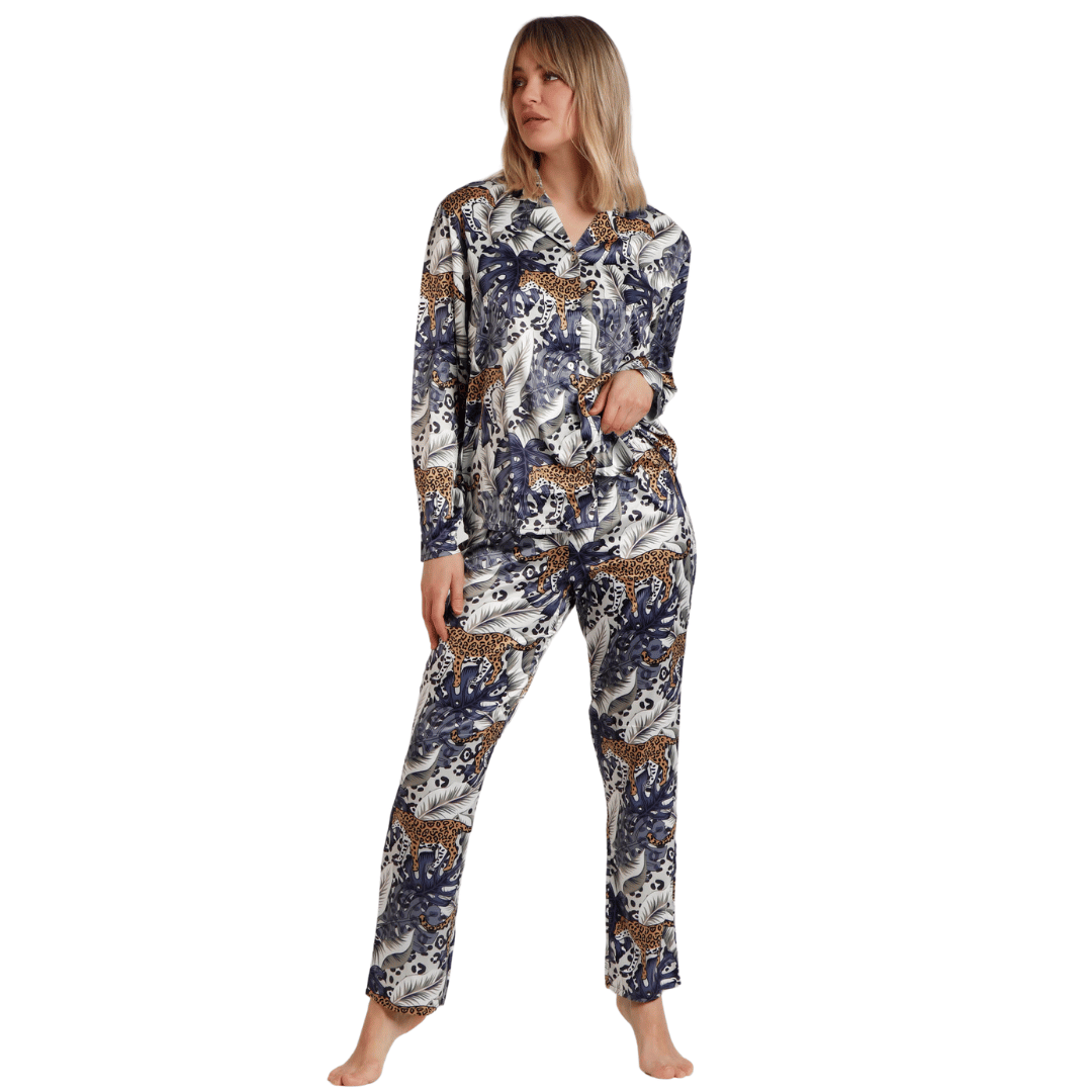 Admas limited edition σατέν εμπριμέ πυτζάμες - Nadia Lingerie