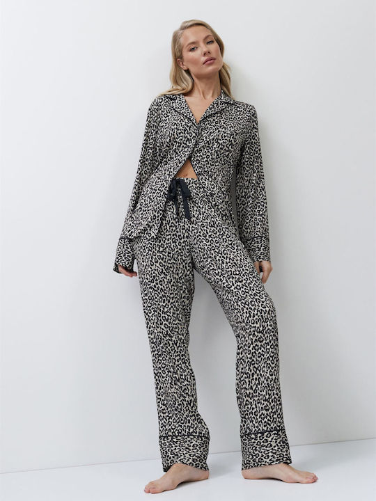Aruelle Χειμερινό Γυναικείο Σετ Πιτζάμας Animal - Nadia Lingerie