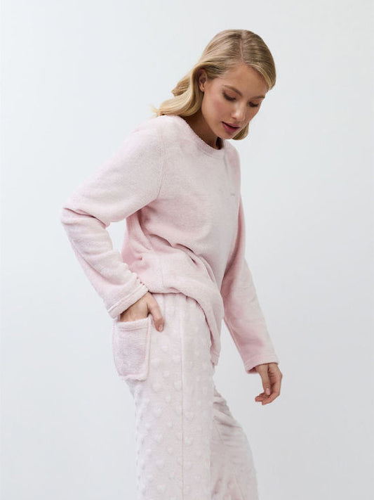 Aruelle Χειμερινό Γυναικείο Σετ Πιτζάμας Baby Pink - Nadia Lingerie