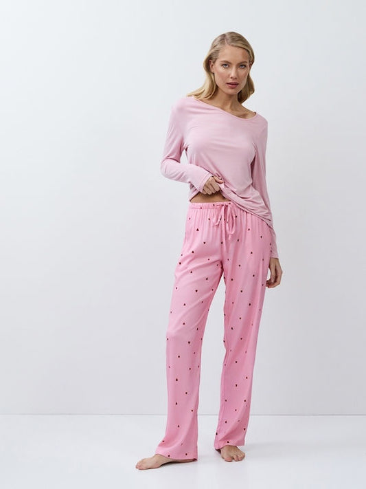 Aruelle Χειμερινό Γυναικείο Σετ Πιτζάμας Ροζ Chelsea - Nadia Lingerie
