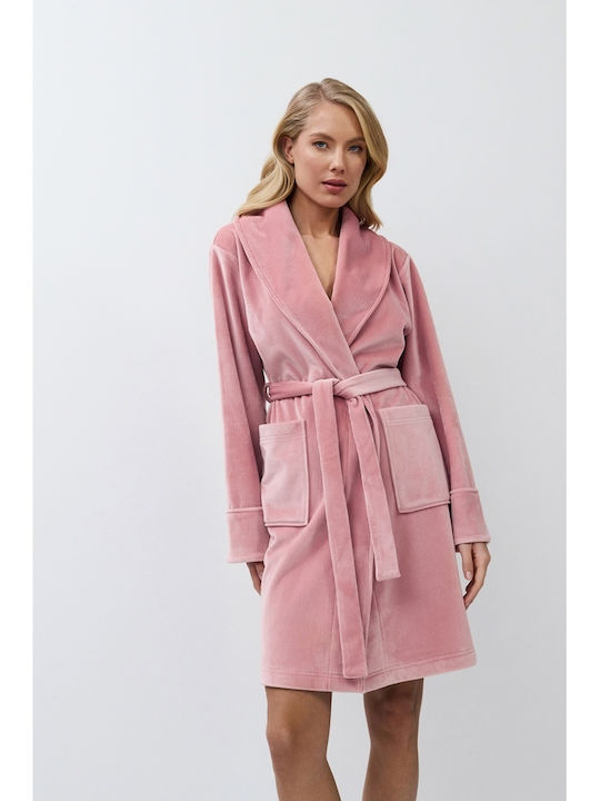 Aruelle Χειμερινή Γυναικεία Ρόμπα Ροζ - Nadia Lingerie