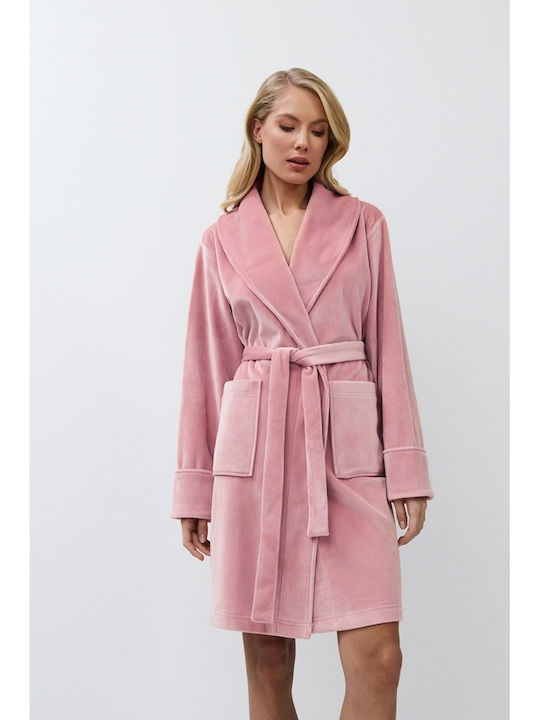 Aruelle Χειμερινή Γυναικεία Ρόμπα Ροζ - Nadia Lingerie