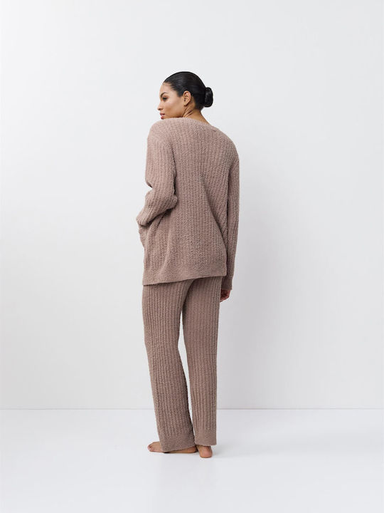 Aruelle Χειμερινό Γυναικείο Σετ Πιτζάμας Πούρου - Nadia Lingerie