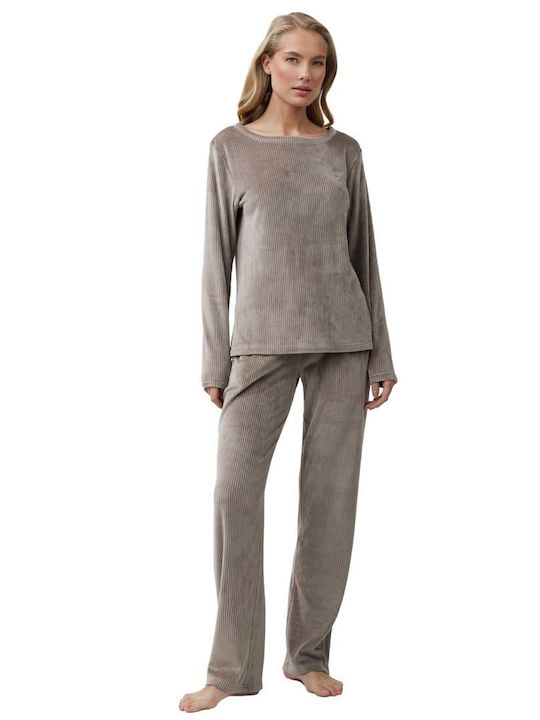 Aruelle Χειμερινό Γυναικείο Σετ Πιτζάμας Πούρο - Nadia Lingerie