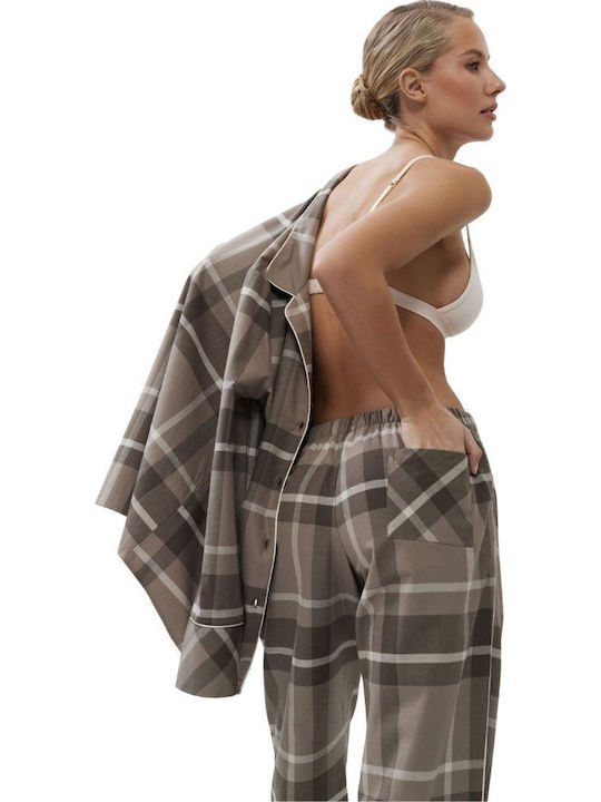 Aruelle Χειμερινό Γυναικείο Σετ Πιτζάμας Μόκα - Nadia Lingerie