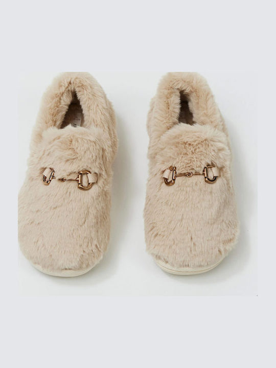 Aruelle Γούνινες παντόφλες κλειστές με αγκραφα - Nadia Lingerie