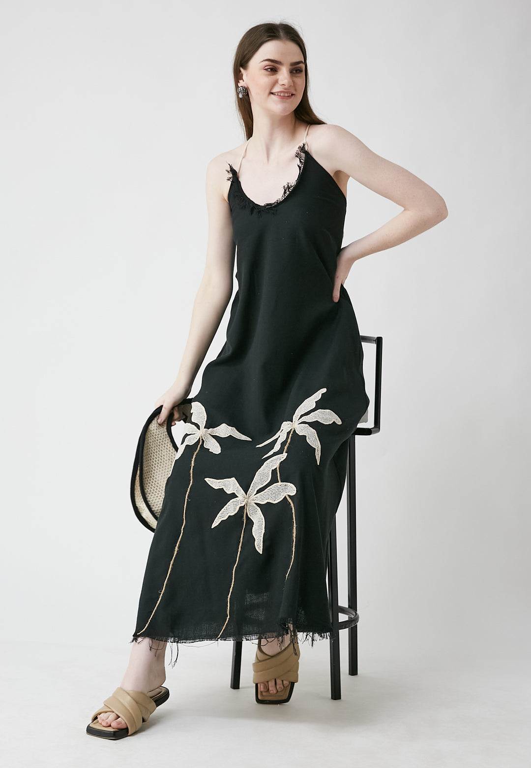 BE SUNSET| μακρύ καλοκαιρινό φόρεμα μαύρο - Nadia Lingerie