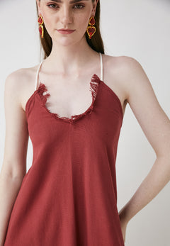 BE SUNSET| μακρύ καλοκαιρινό φόρεμα μπορντό - Nadia Lingerie