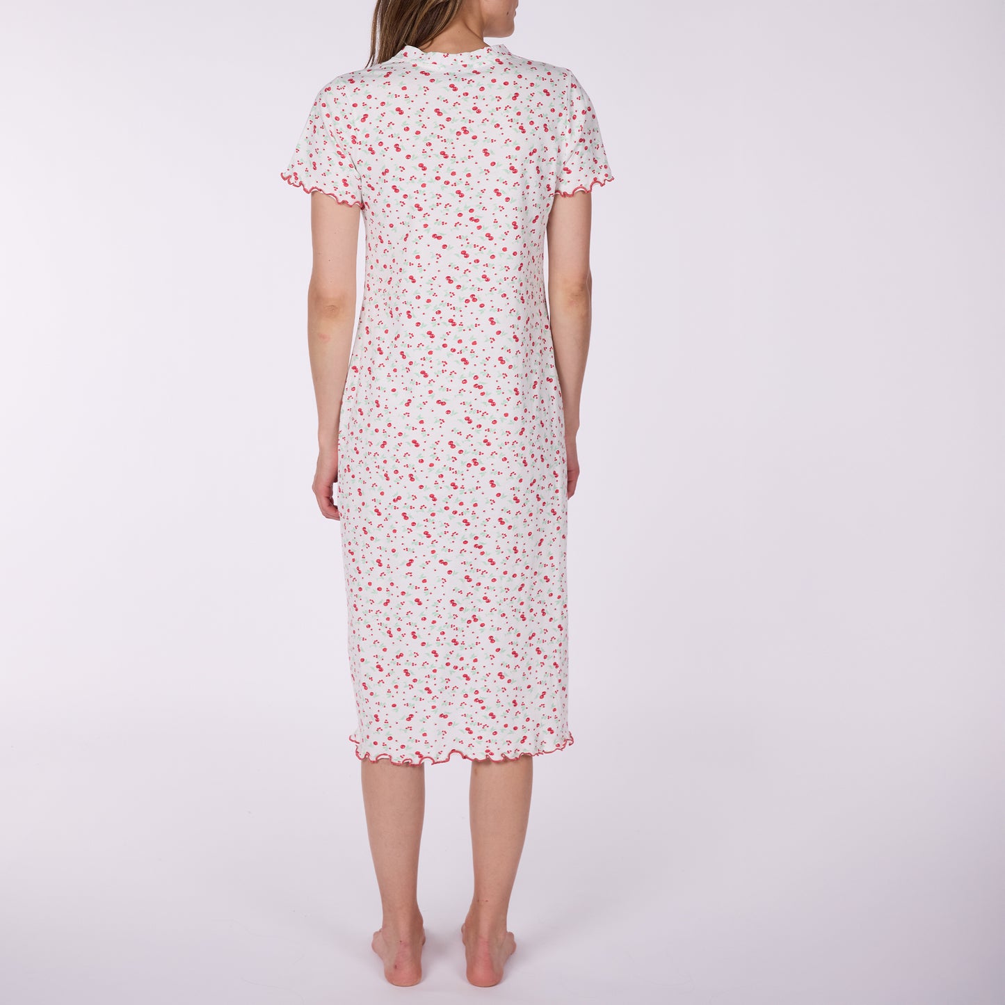 Μακρύ νυχτικό με κουμπάκια ροζ - Nadia Lingerie