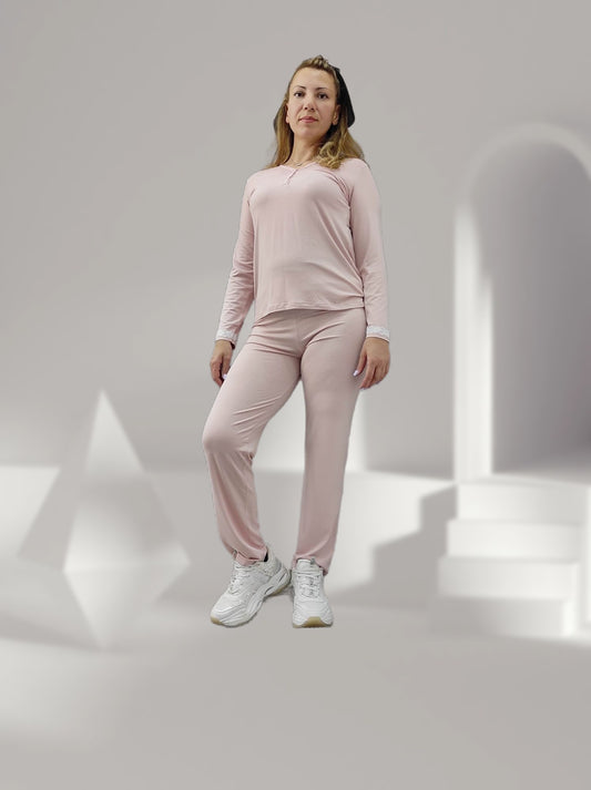 Dusty pink μακρυμάνικες πυτζάμες - Nadia Lingerie