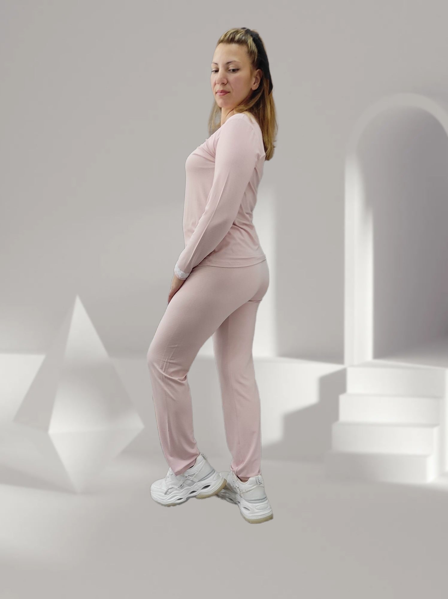 Dusty pink μακρυμάνικες πυτζάμες - Nadia Lingerie