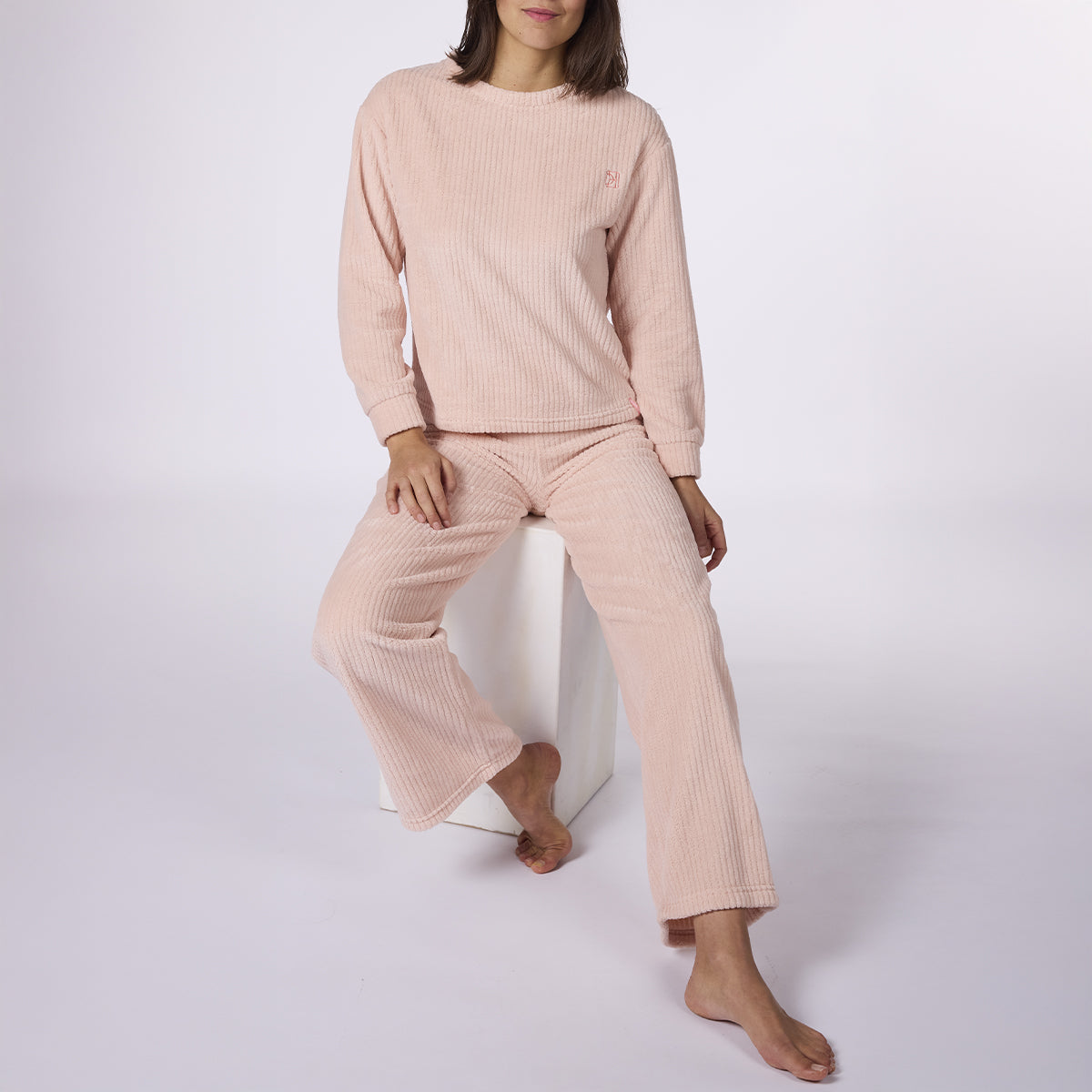 Dusty pink ribbed pajamas - Nadia Lingerie
