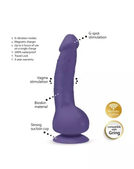 G-Vibe - G-Real 2 - Δονητικό Ομοίωμα με Βεντούζα - Μωβ - Nadia Lingerie