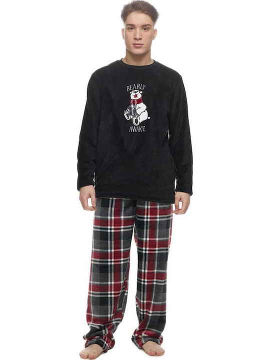 Galaxy Χειμερινή Καρό Ανδρική Πιτζάμα Bearly awake - Nadia Lingerie