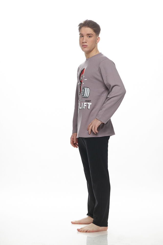 Galaxy Χειμερινή Ανδρική Πιτζάμα Γκρι - Nadia Lingerie