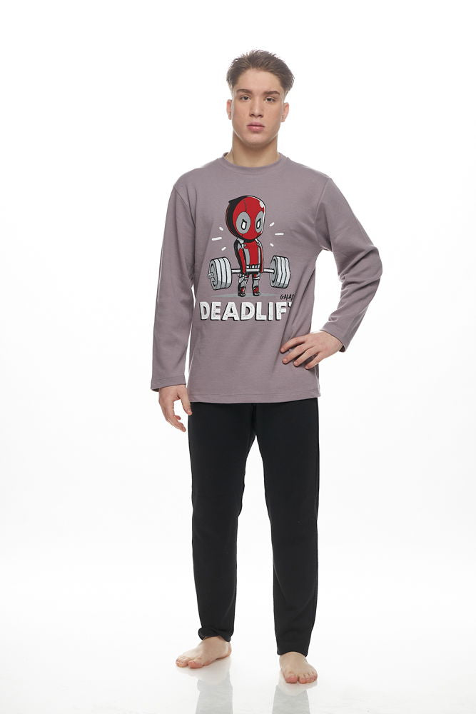 Galaxy Χειμερινή Ανδρική Πιτζάμα Γκρι - Nadia Lingerie