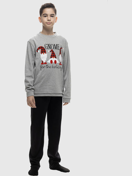 Galaxy Παιδική Πιτζάμα Χειμωνιάτικη Γκρι ανοιχτό - Nadia Lingerie