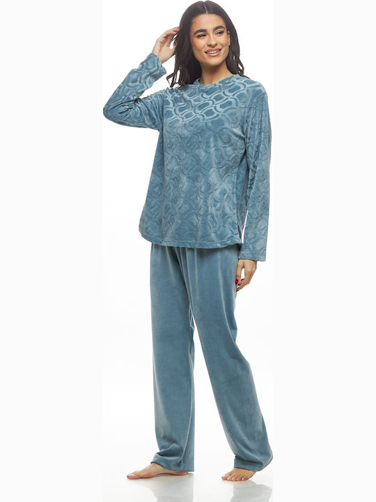 Galaxy Χειμερινό Γυναικείο Βελούδινο Σετ Πιτζάμας - Nadia Lingerie