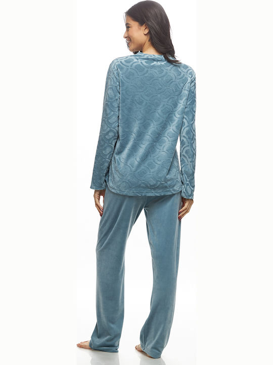 Galaxy Χειμερινό Γυναικείο Βελούδινο Σετ Πιτζάμας - Nadia Lingerie