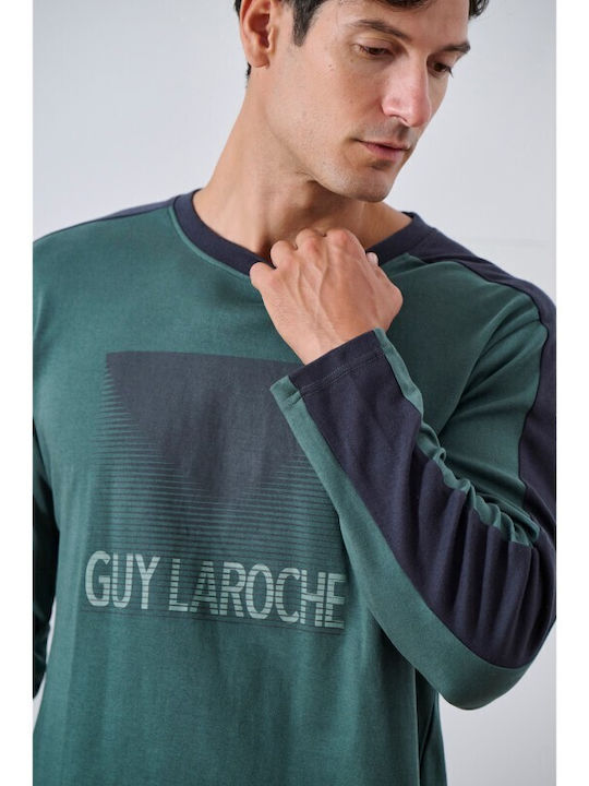 Guy Laroche Χειμερινή Ανδρική Πιτζάμα Κυπαρισσι - Nadia Lingerie