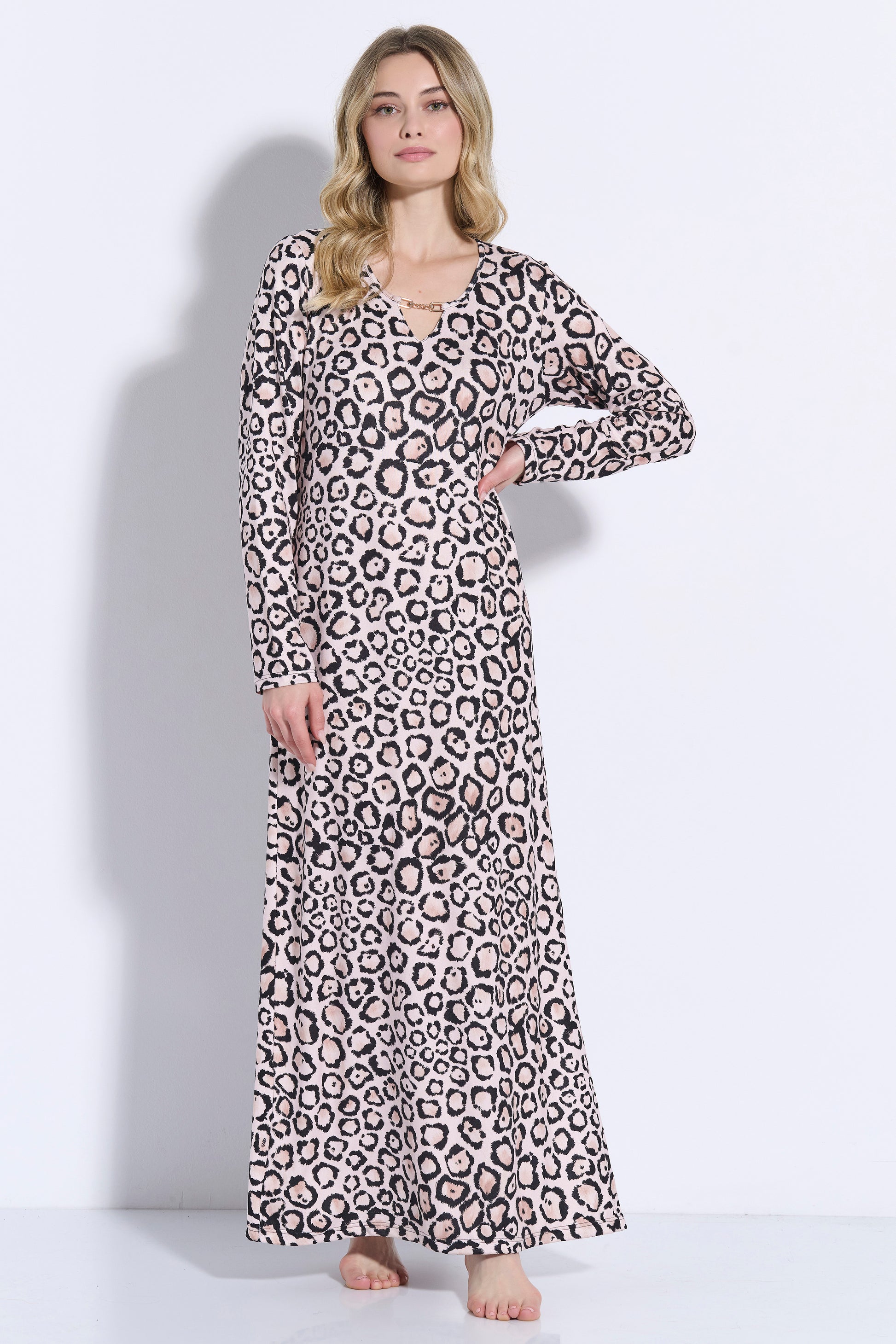 Jeanette maxi φόρεμα λεοπαρ - Nadia Lingerie