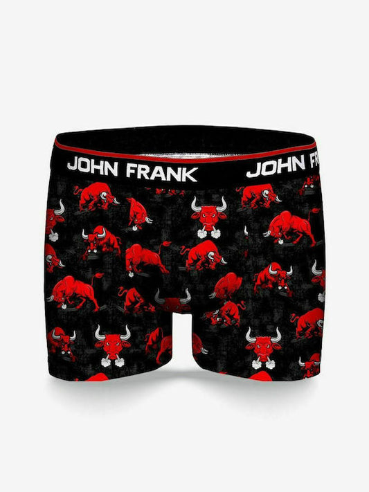 John Frank Bulls Ανδρικό Μποξεράκι Μαύρο με Σχέδια - Nadia Lingerie