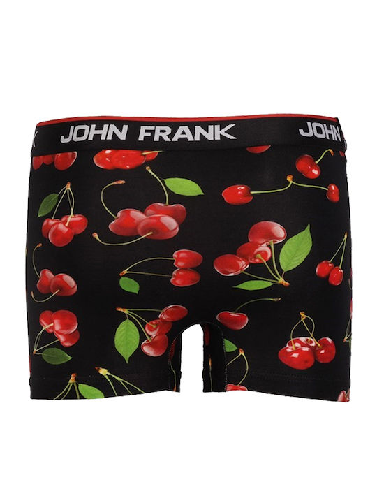 John Frank Cherry Ανδρικό Μποξεράκι Μαύρο με Σχέδια - Nadia Lingerie