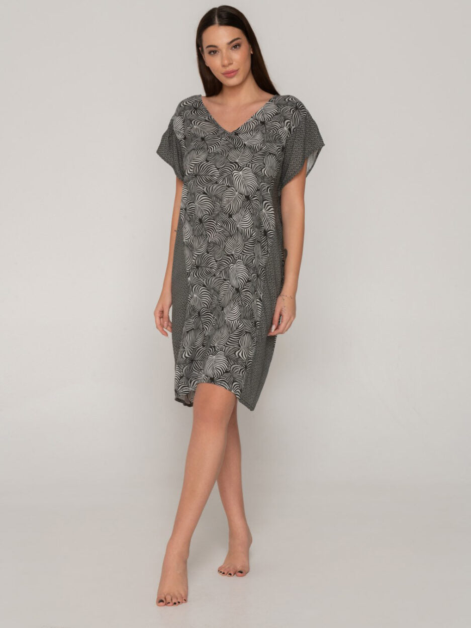 Ασπρόμαυρο καφτάνι - Nadia Lingerie