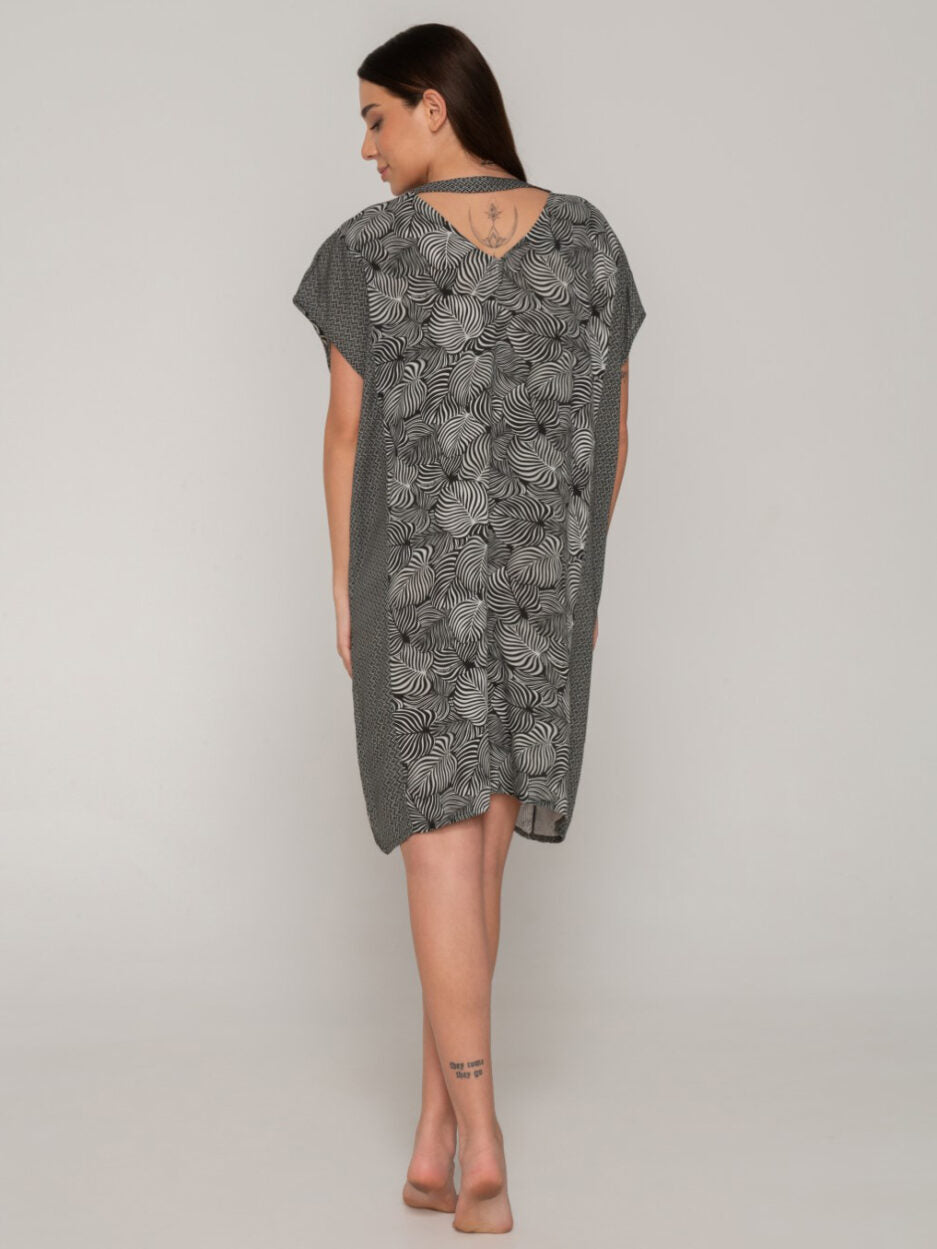 Ασπρόμαυρο καφτάνι - Nadia Lingerie