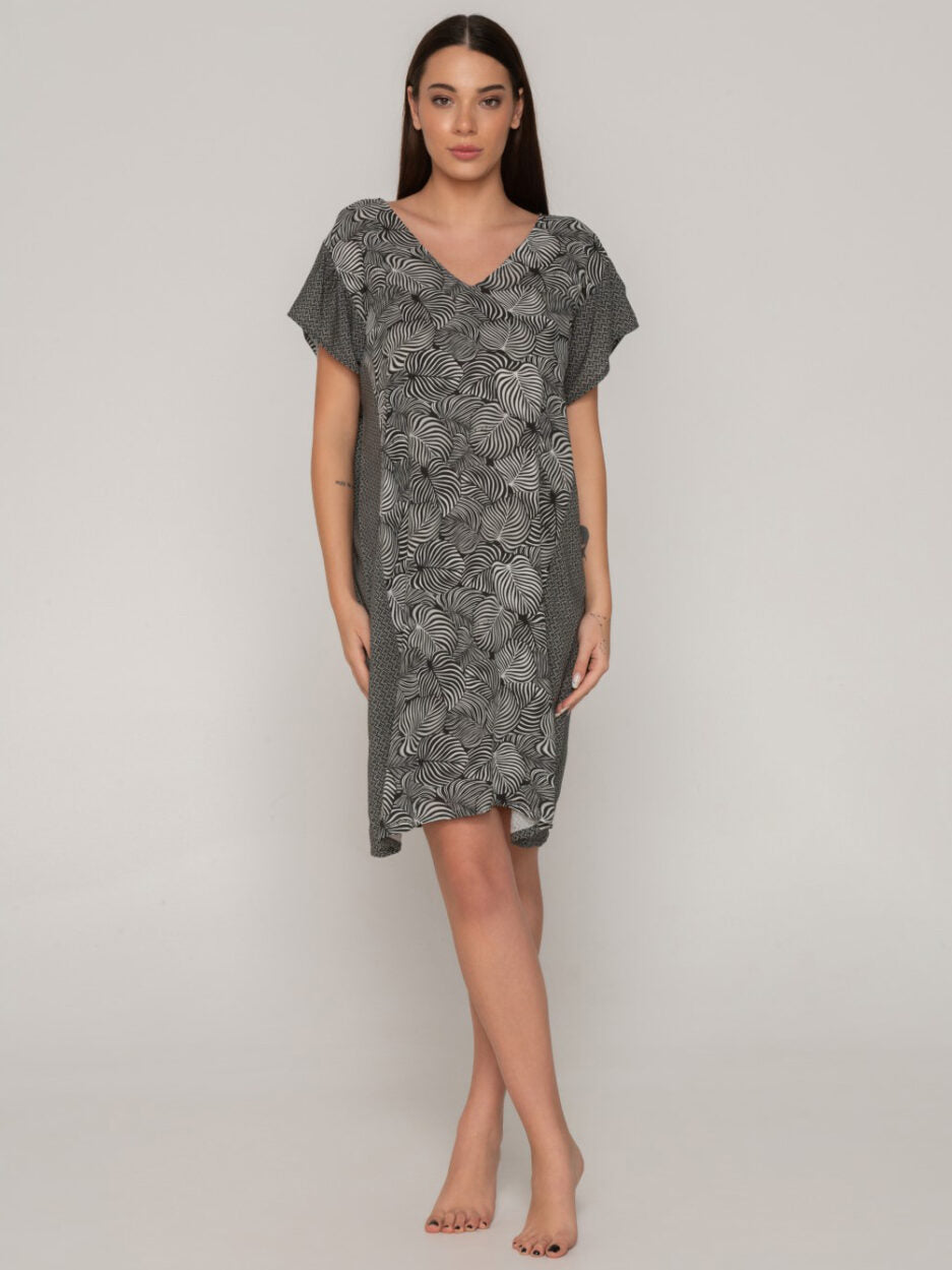 Ασπρόμαυρο καφτάνι - Nadia Lingerie