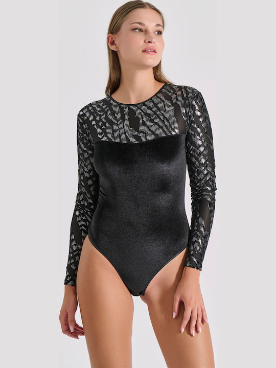 Μακρυμάνικο βελούδινο κορμάκι Milena - Nadia Lingerie