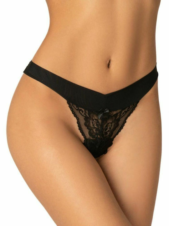 Milena by ParisΓυναικείο String με Δαντέλα Μαύρο - Nadia Lingerie
