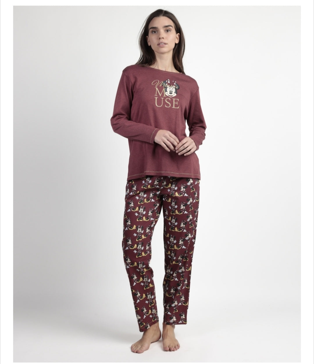 Μπορντό πιτζαμες Minnie mouse - Nadia Lingerie