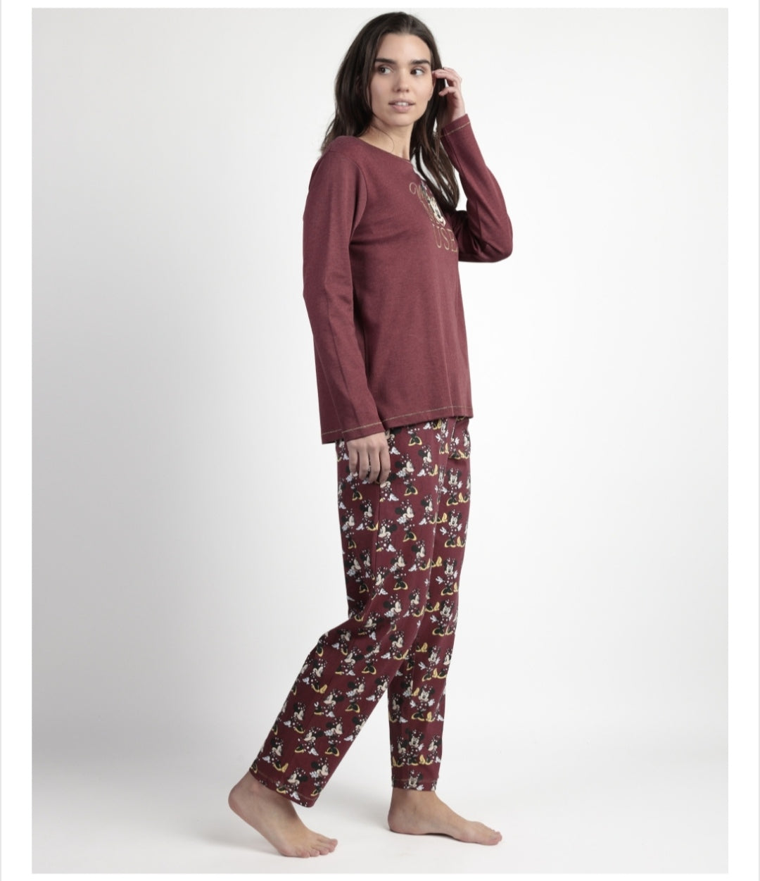Μπορντό πιτζαμες Minnie mouse - Nadia Lingerie