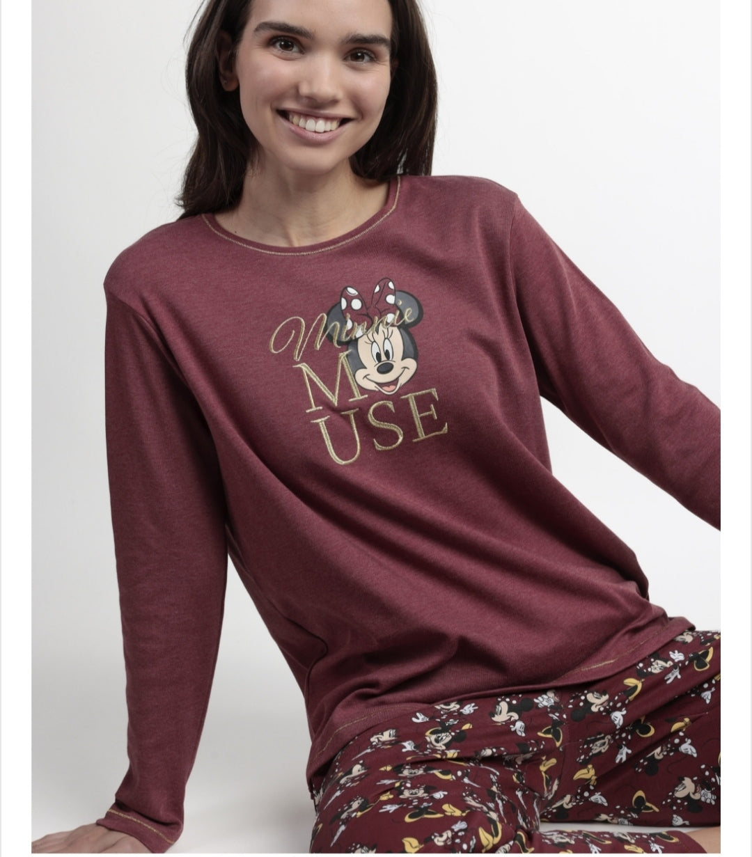 Μπορντό πιτζαμες Minnie mouse - Nadia Lingerie