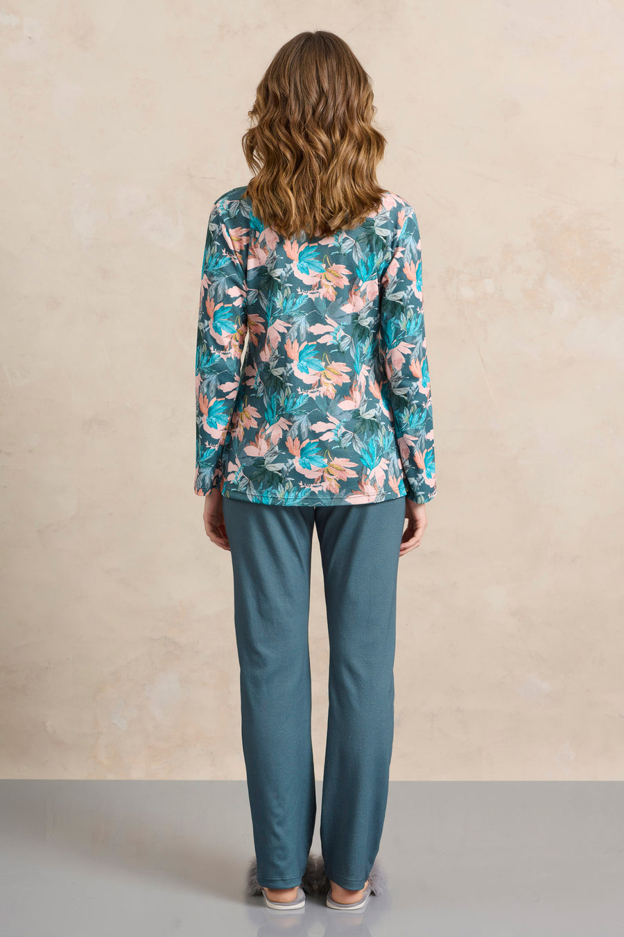 Πυτζάμα με δαντέλα και πριντς - Nadia Lingerie