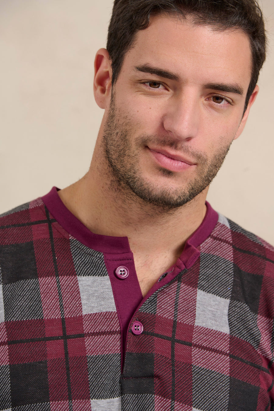 Ανδρική πυτζάμα καρό μπορντό - Nadia Lingerie