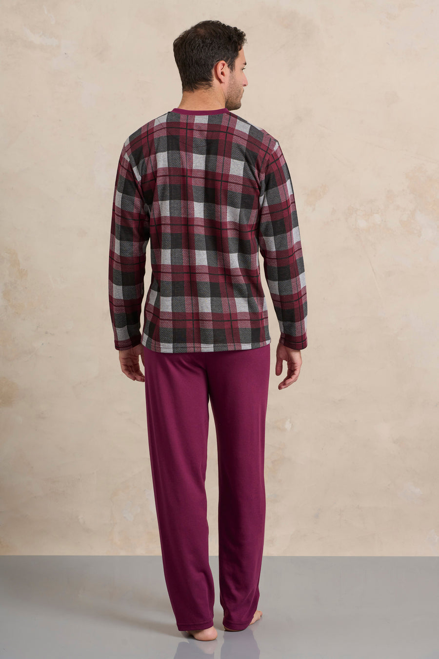 Ανδρική πυτζάμα καρό μπορντό - Nadia Lingerie