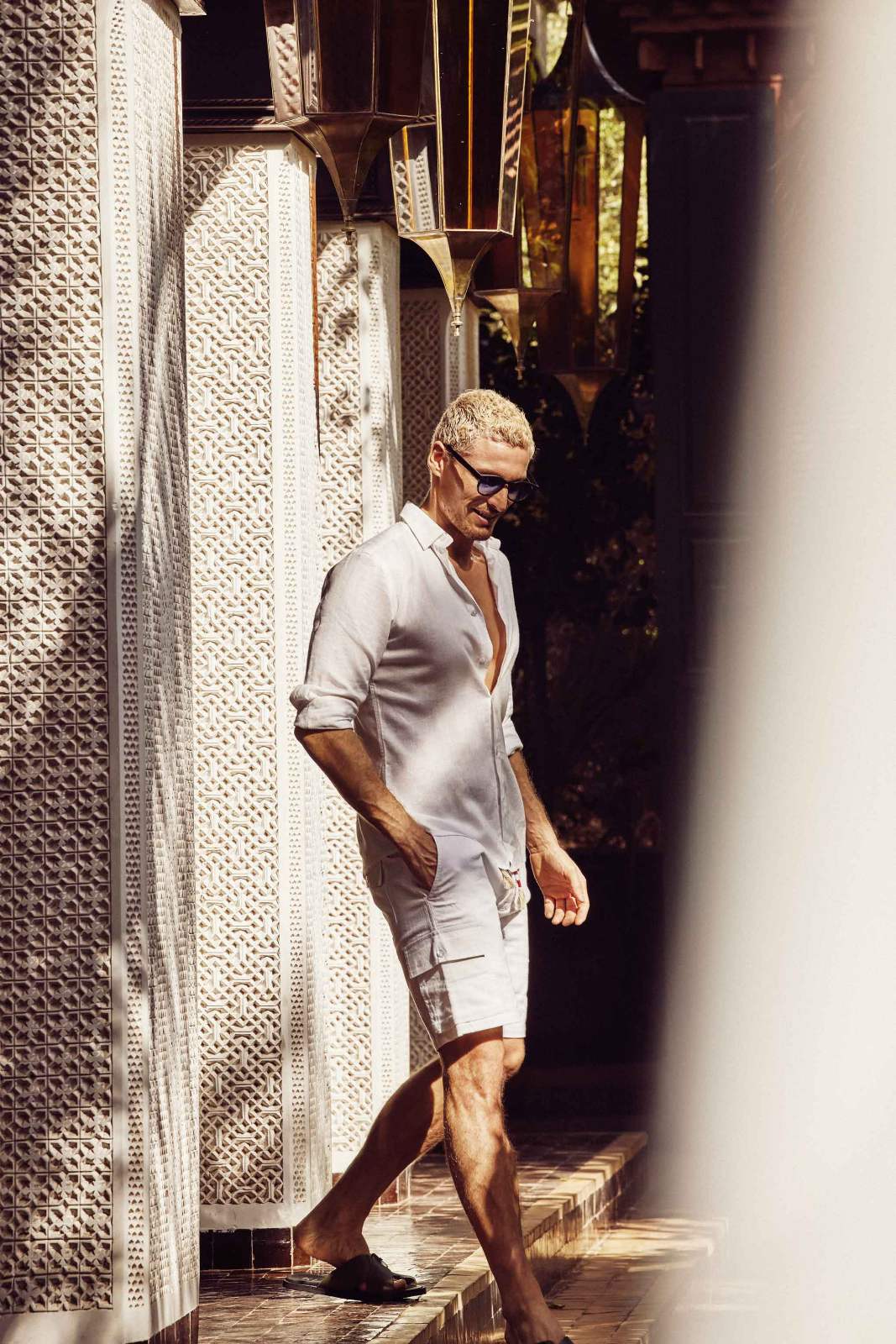 Λινό πουκάμισο ανδρικό μπεζ - Nadia Lingerie