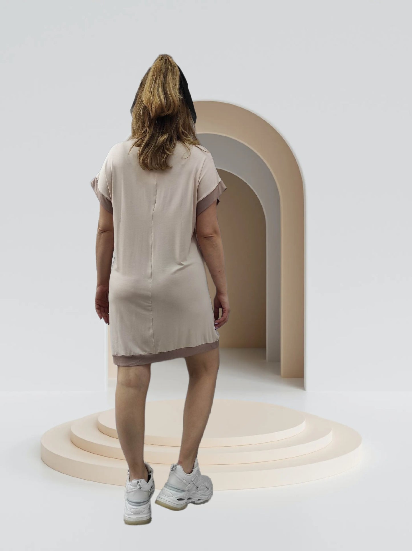 Μπεζ δίχρωμο νυχτικό - Nadia Lingerie